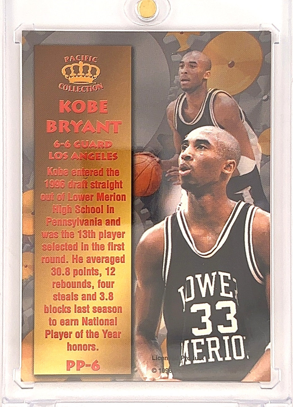1996 Pacific Power Kobe Bryant #PP-6 — back