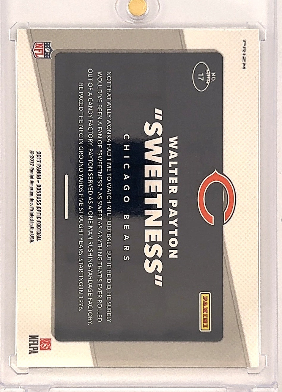2017 Panini Donruss Optic Aka Walter Payton #17 — back