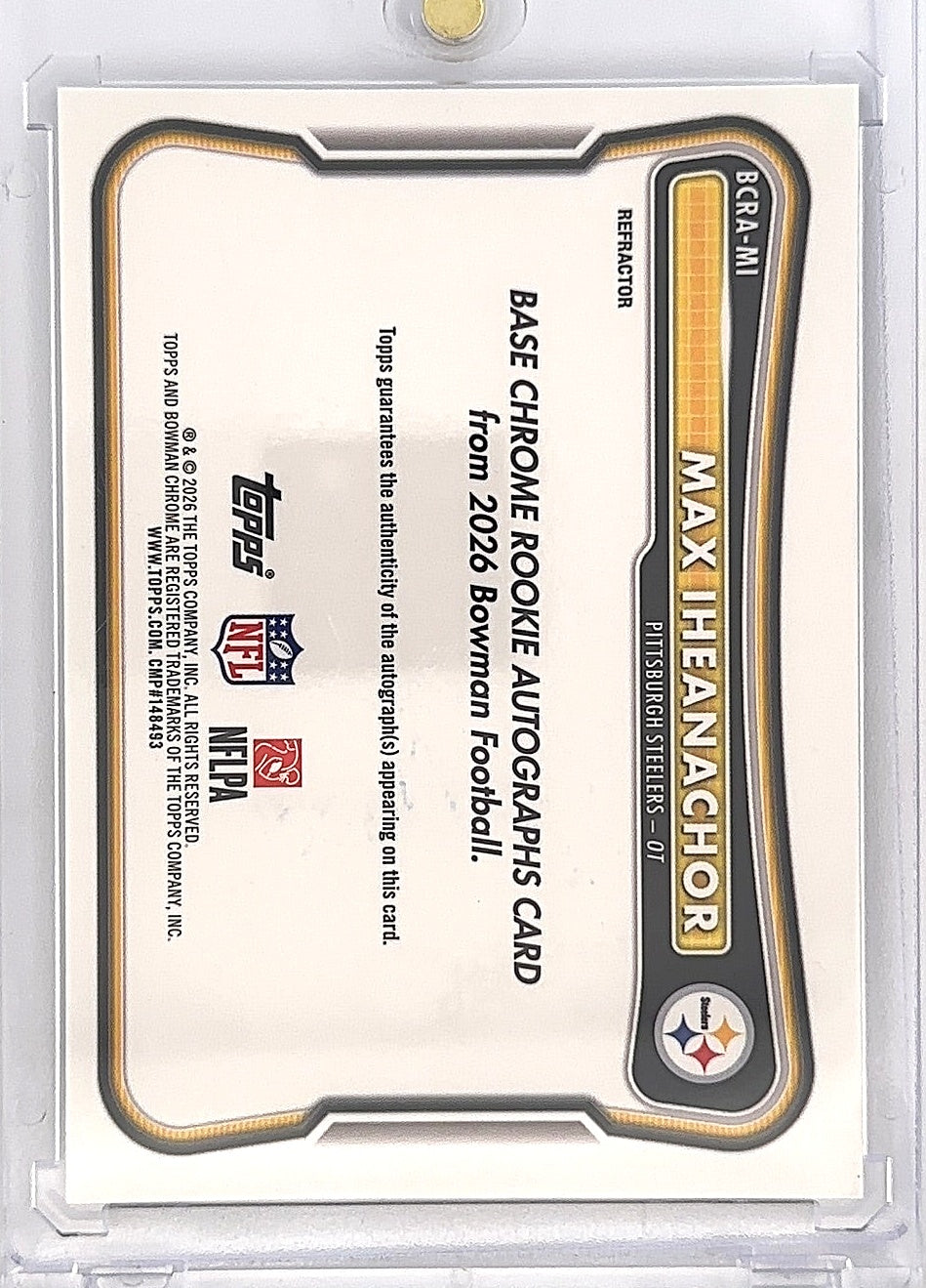 2026 Bowman Chrome Rookie Autograph NFL Max Iheanachor [Refractor] #BCRA-MI — back
