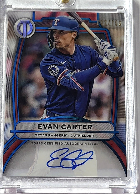 2024 Topps Tribute Autograph Evan Carter [Printing Plate] #TA-ECA AUTO — front