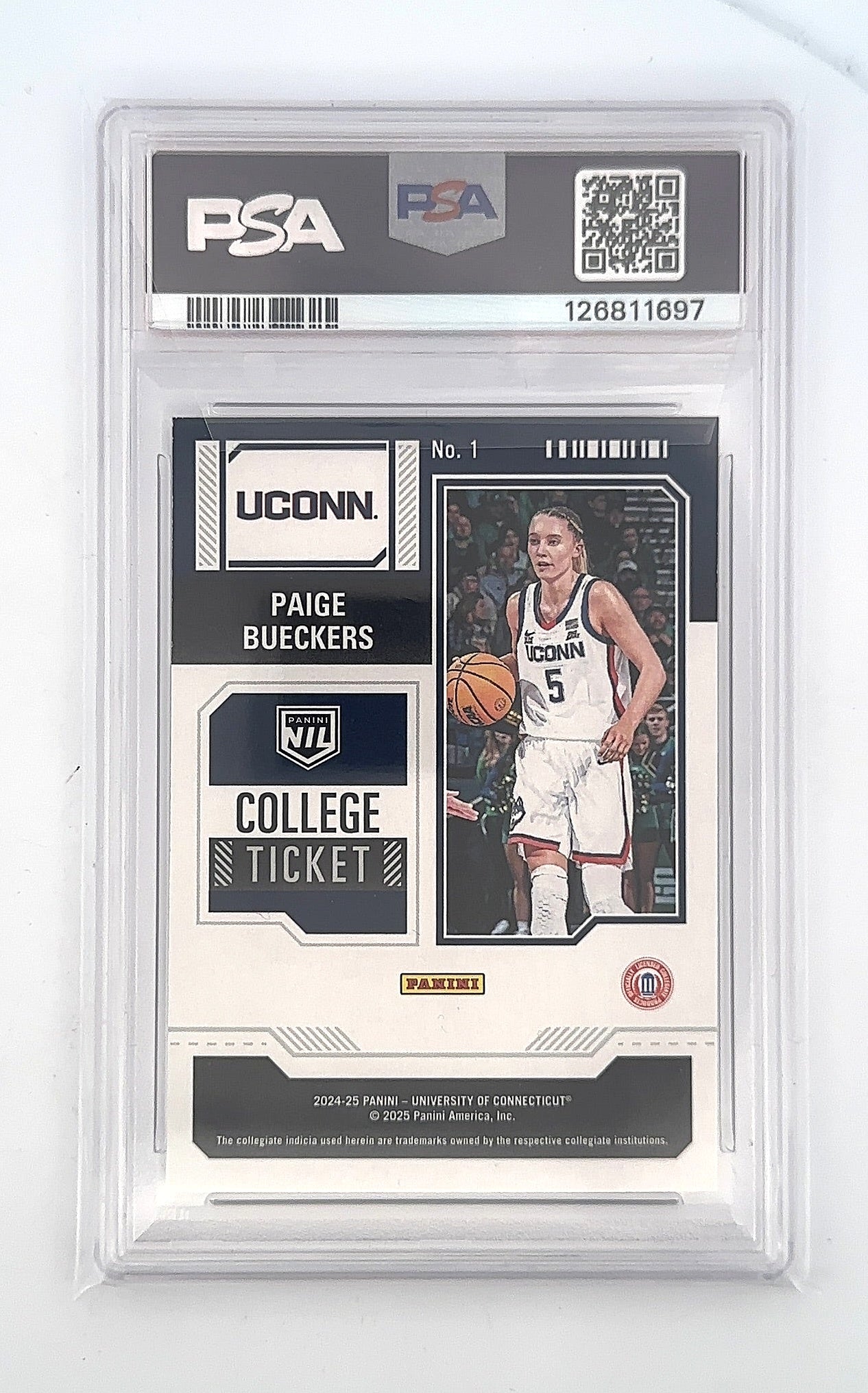2024 Panini UConn Contenders School Colors Paige Bueckers #1 PSA 9 — back