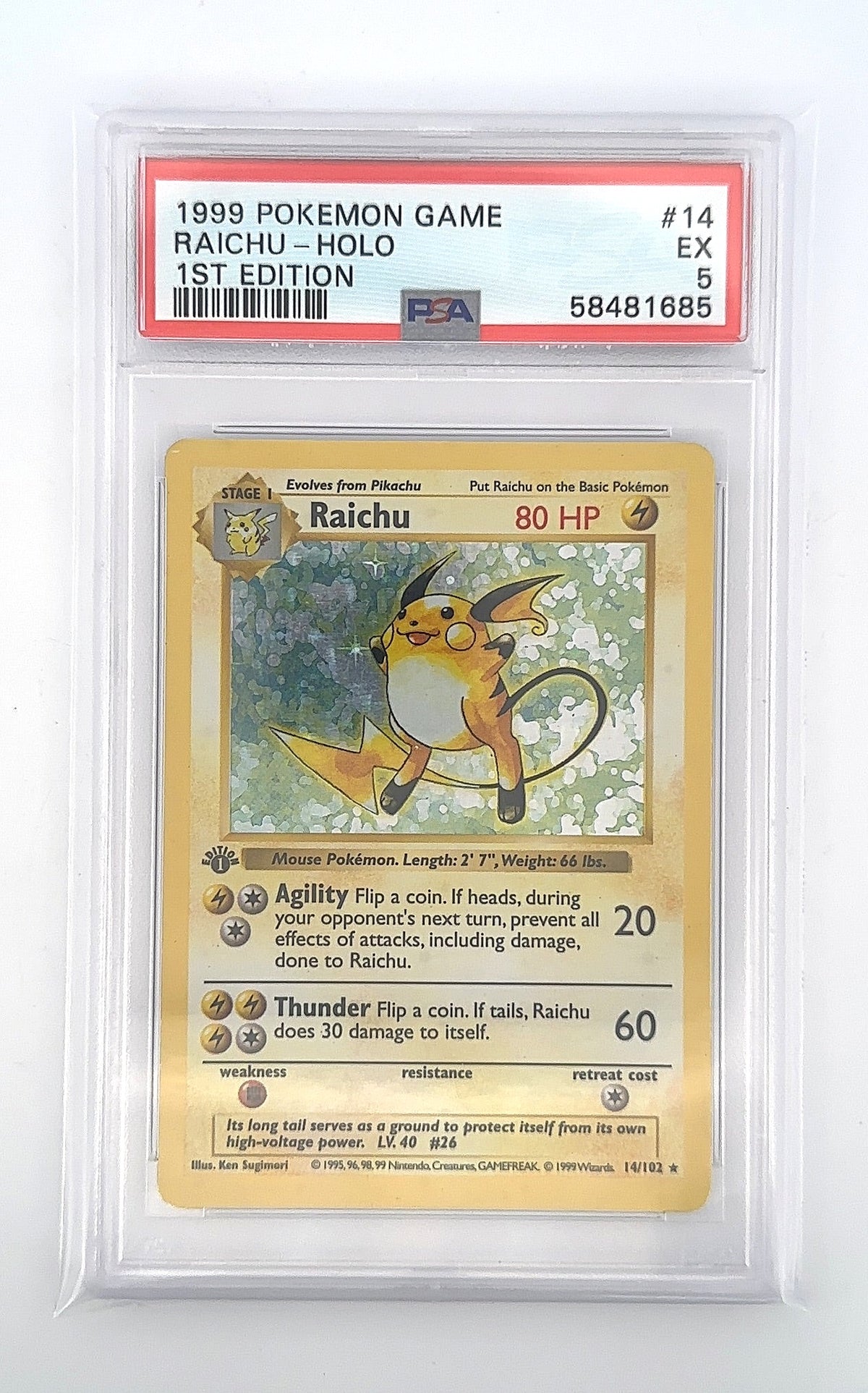 Raichu #014/102 PSA EX 5 — front
