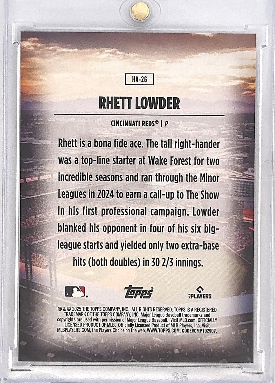 Rhett Lowder Home Field Advantage — back
