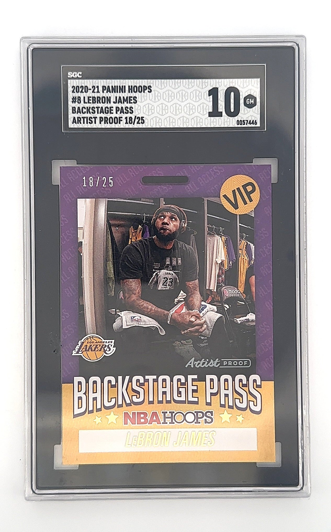 LeBron James #8 2020-21 Panini Hoops Backstage Pass Artist Proof 18/25 SGC 10 — front