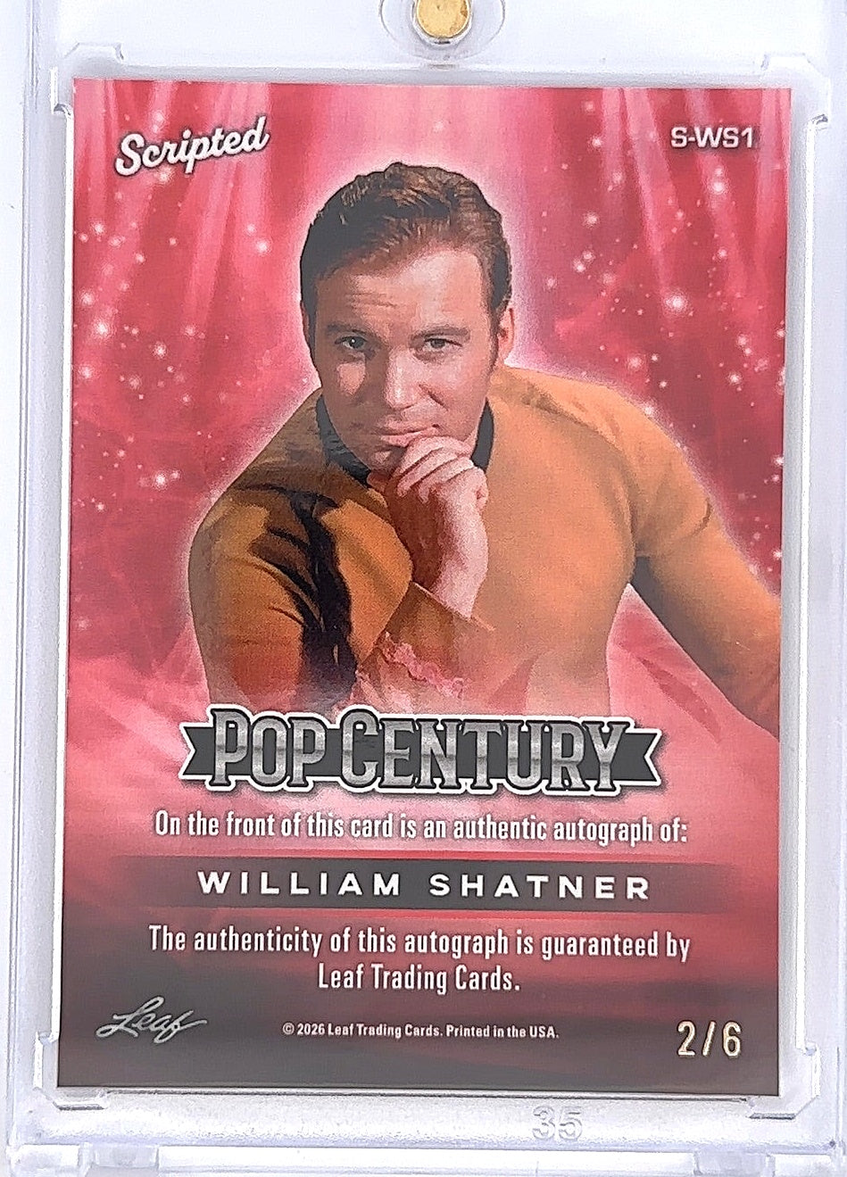 Leaf Pop Century William Shatner 2/6 #S-WS1 — back