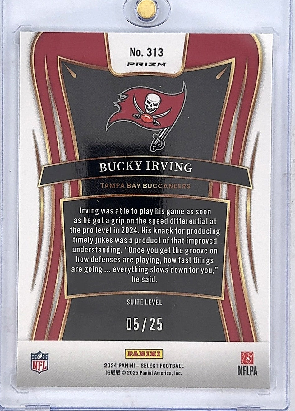 2024 Panini Select Bucky Irving [Tie-Dye Prizm] #313 — back
