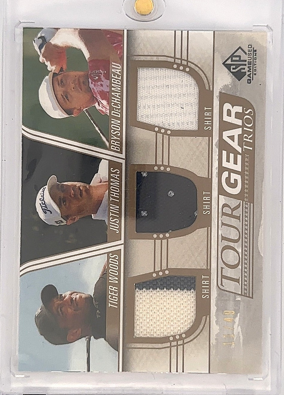 Tiger Woods, Justin Thomas, Bryson DeChambeau Tour Gear Trios /49 — front