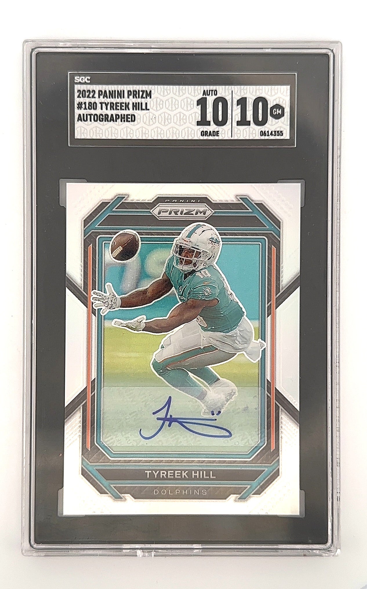 2022 Panini Prizm Tyreek Hill [Autograph Silver] #180 SGC Gem Mint 10 — front