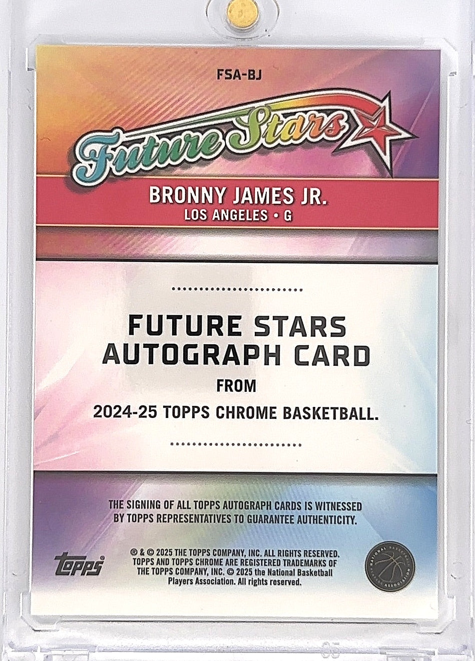 2024 Topps Chrome Future Stars Autograph Bronny James Jr. #FSA-BJ — back