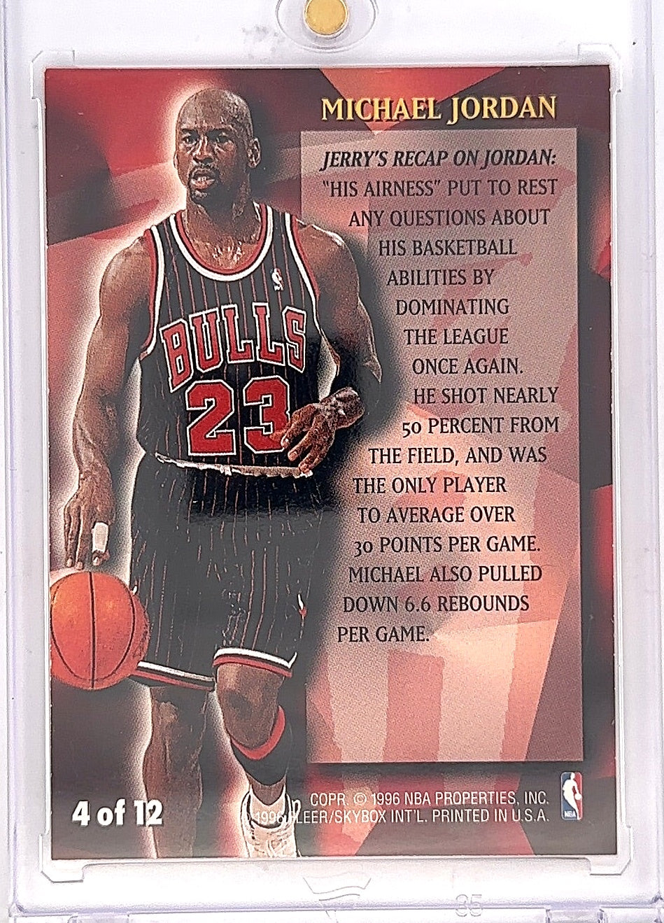 1996 Fleer Stackhouse's All Fleer Michael Jordan #4 — back