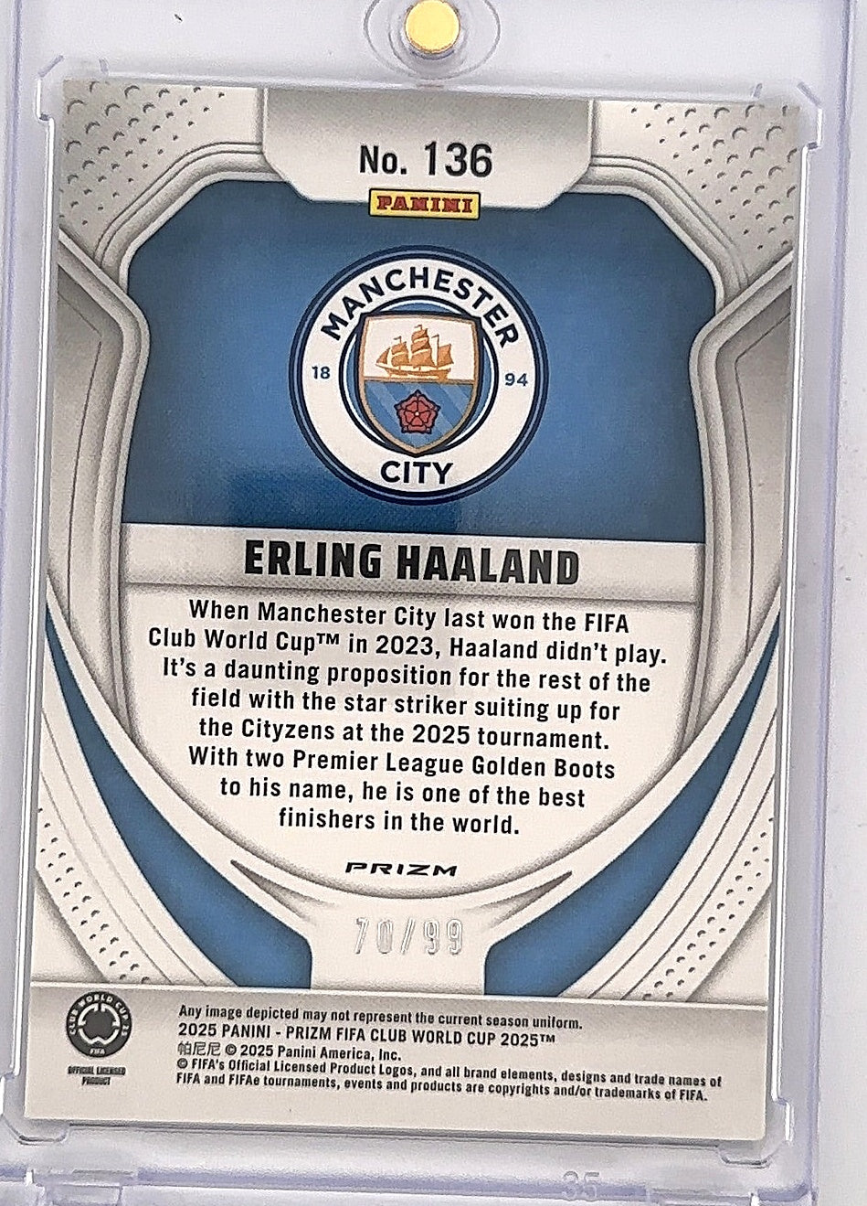 Erling Haaland Prizm Purple /99 — back