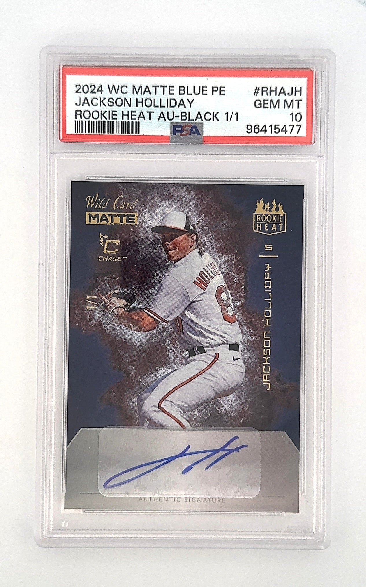 Jackson Holliday 2024 Wild Card Rookie Heat Auto PSA GEM MT 10 — front