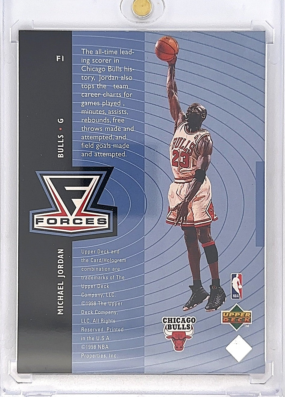 1998 Upper Deck Forces Michael Jordan #F1 — back