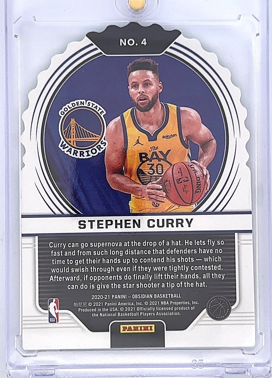 2020-21 Panini Obsidian Supernova Stephen Curry [Electric Etch Green Flood] #4 — back