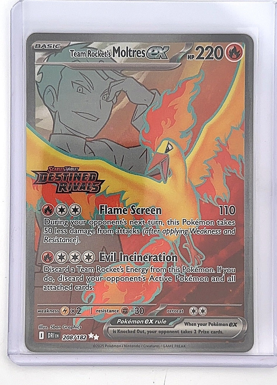 Team Rocket's Moltres ex - 208/182 (Destined Rivals Stamp) #208/182 — front