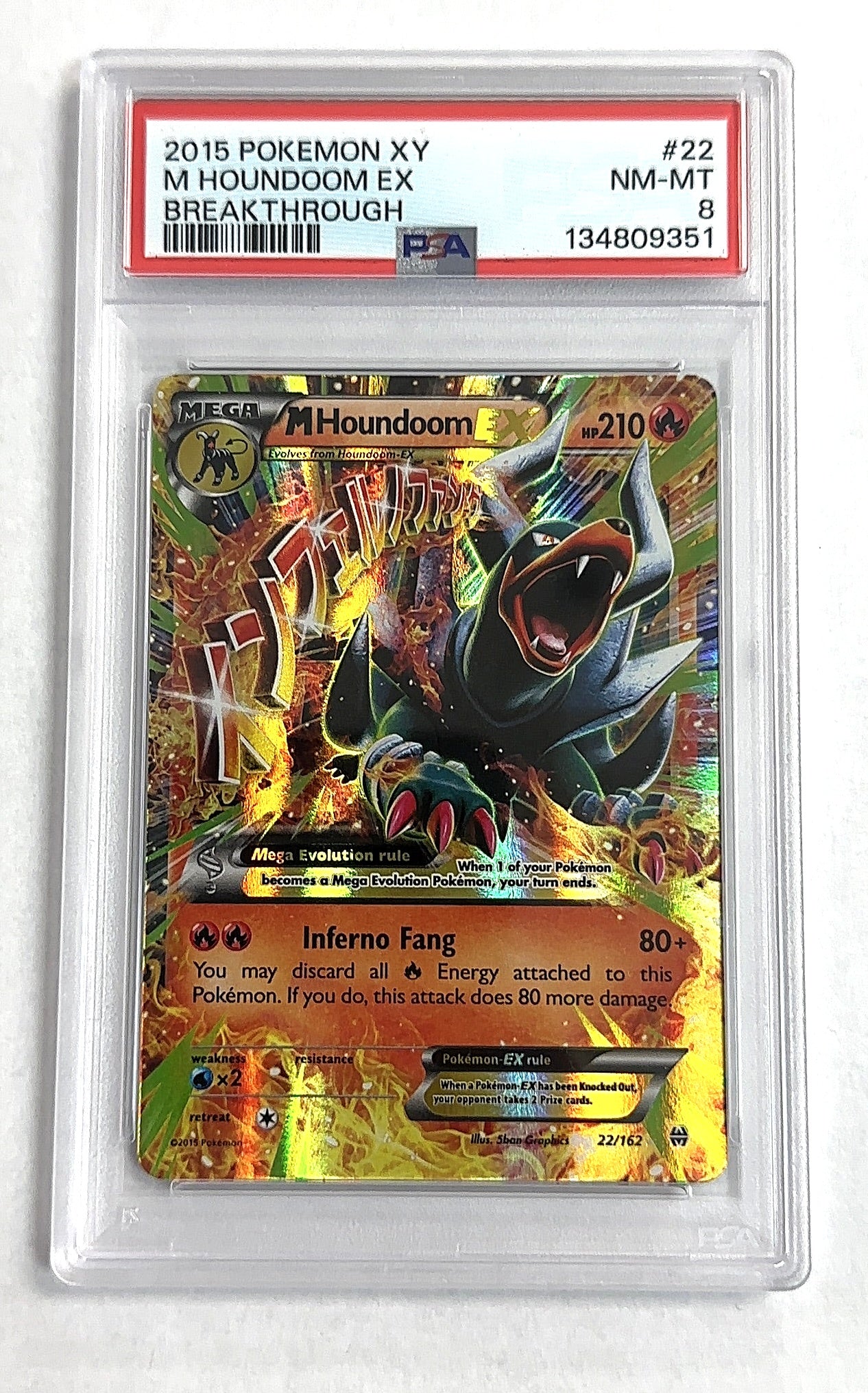 M Houndoom EX #22/162 PSA NM-MT 8 — front