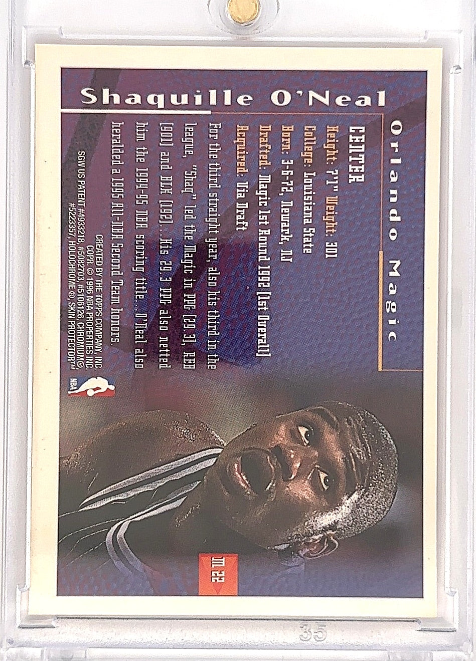1995 Finest Mystery Shaquille O'Neal [Bordered Refractor] #M22 — back