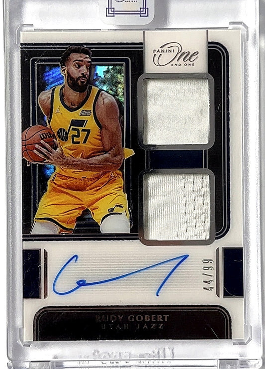 2021 Panini One and One Dual Jersey Autographs Rudy Gobert [Blue] #DJ-RGB AUTO — front
