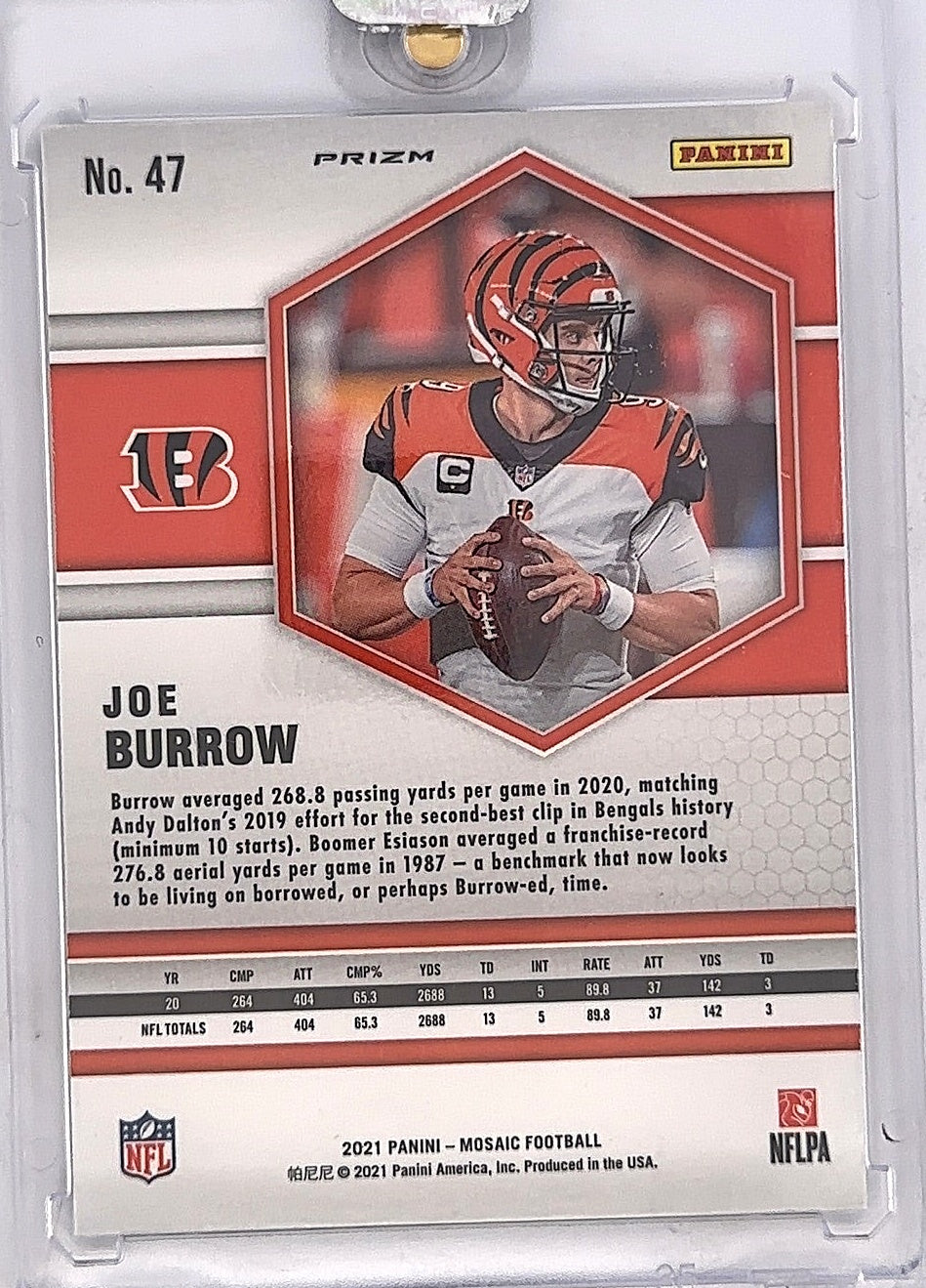 2021 Panini Mosaic Joe Burrow [Genesis] #47 — back