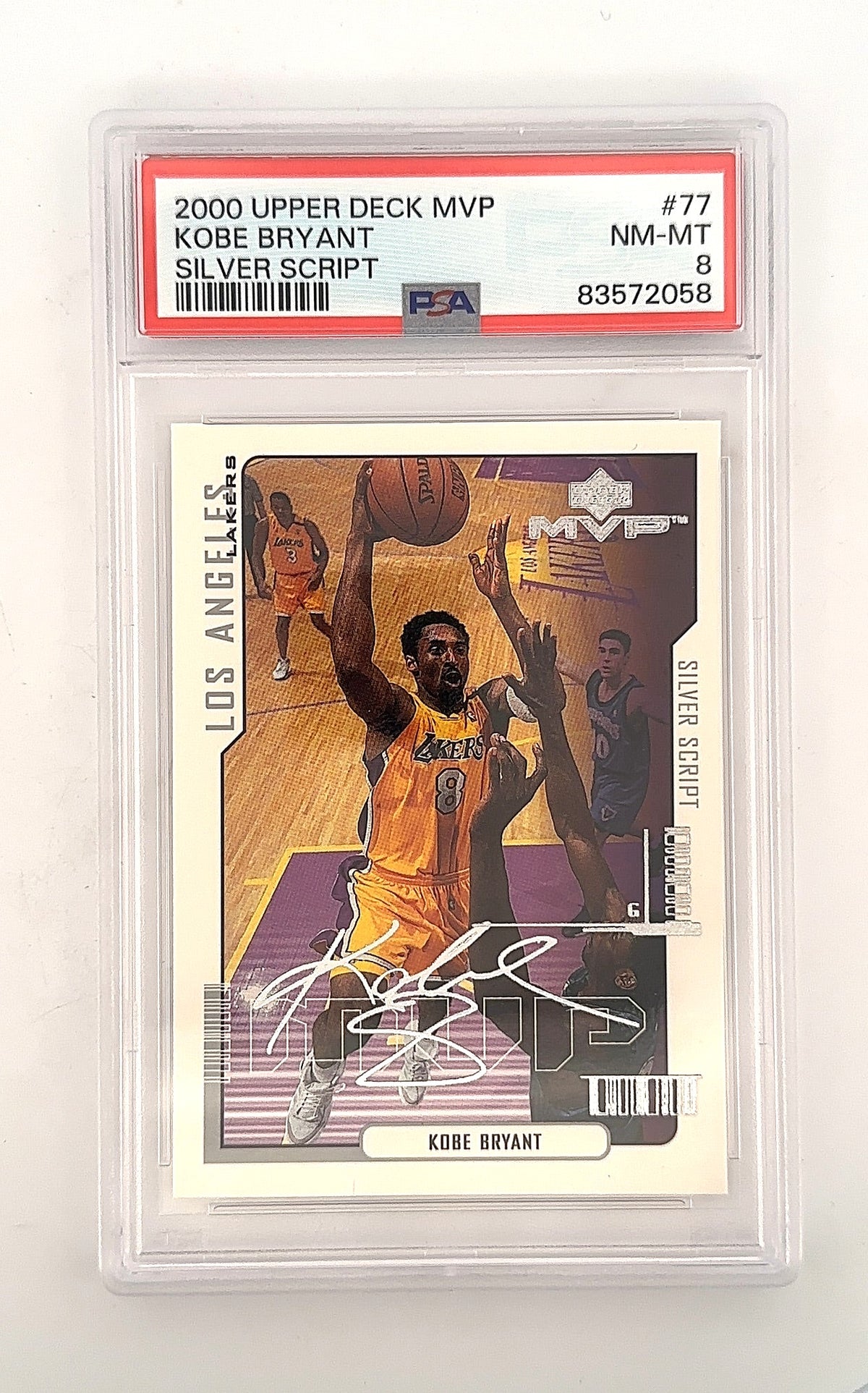 2000 Upper Deck MVP Kobe Bryant [Silver Script] #77 PSA 8 — front