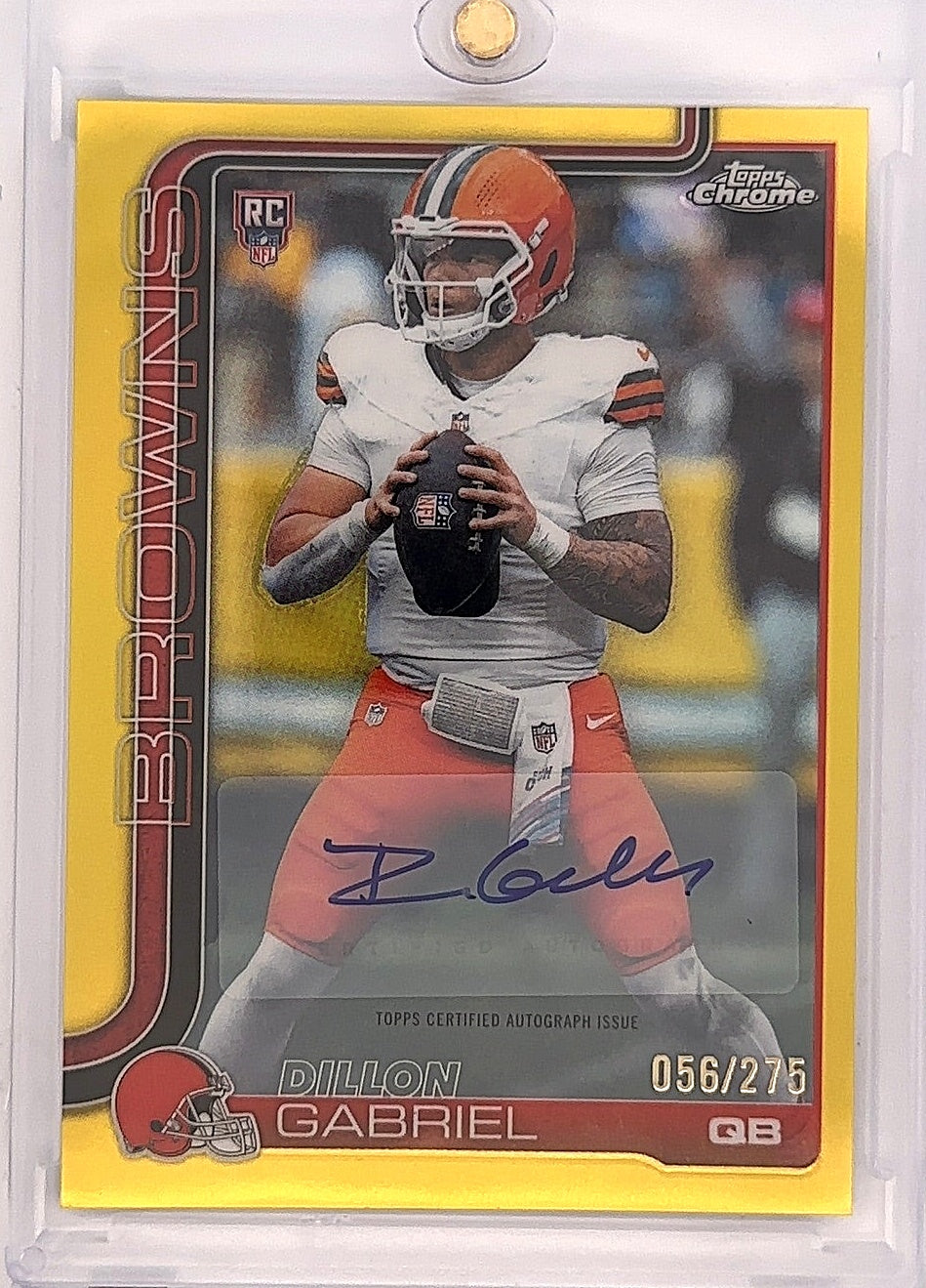 2025 Topps Chrome Rookie Autograph Dillon Gabriel [Yellow Refractor] #RA-DGA — front
