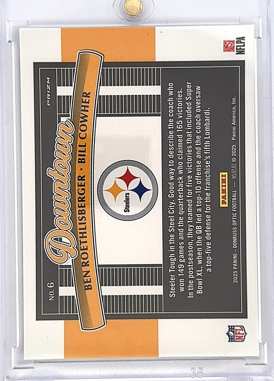 2025 Panini Donruss Optic Downtown Duo Ben Roethlisberger / Bill Cowher #6 — back