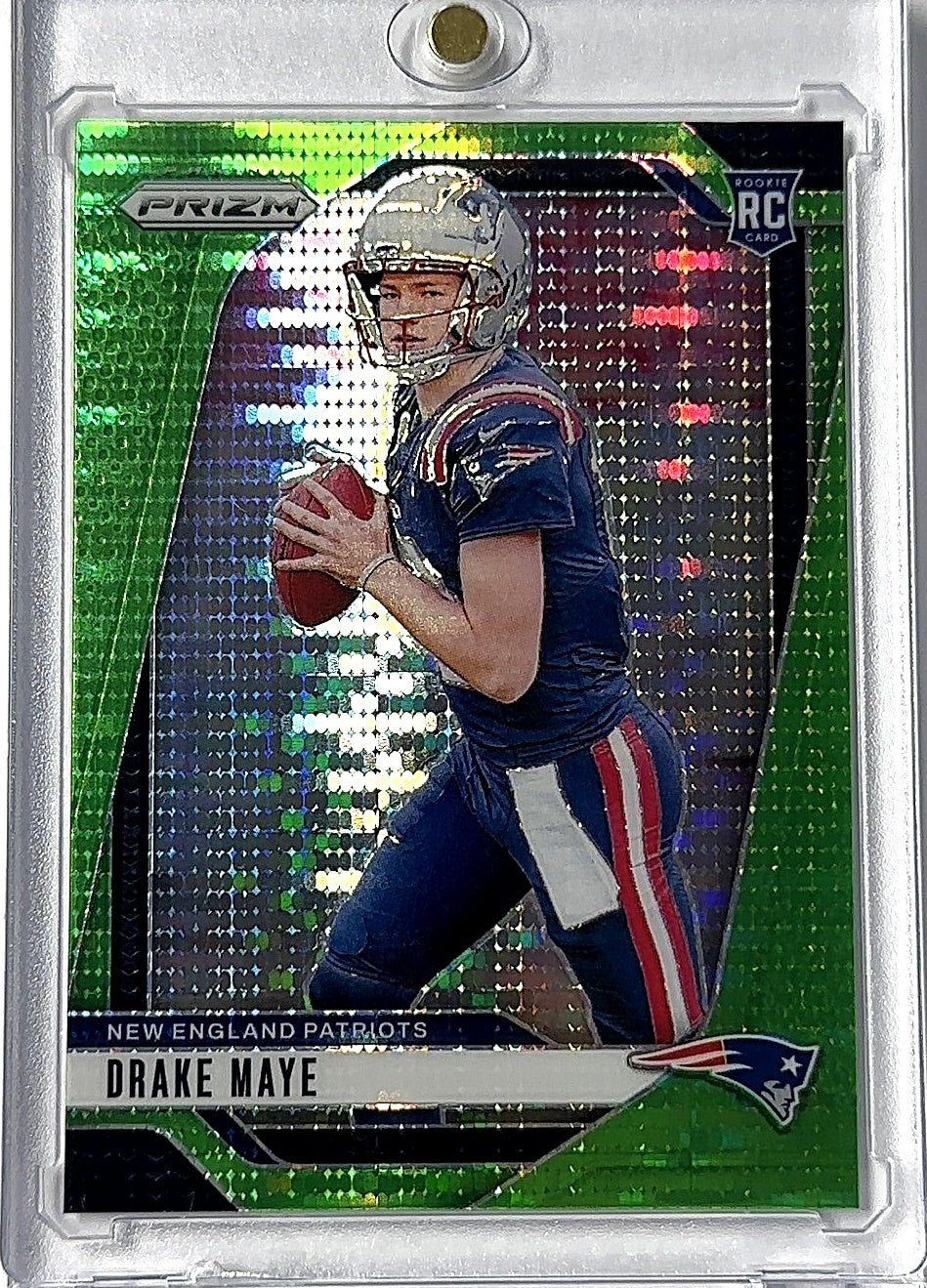 Drake Maye Prizm Green Pulsar — front