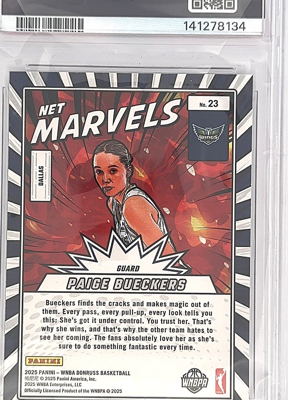 Paige Bueckers Donruss WNBA 2025 PSA 9 — back