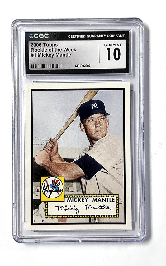 2006 Topps Rookie of the Week Mickey Mantle #1 CGC 10 — front
