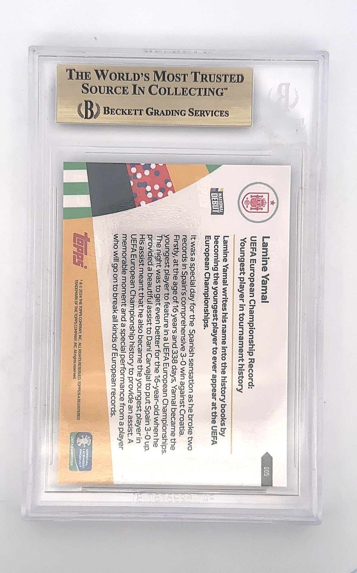 2024 Topps Now National Debut Lamine Yamal — back