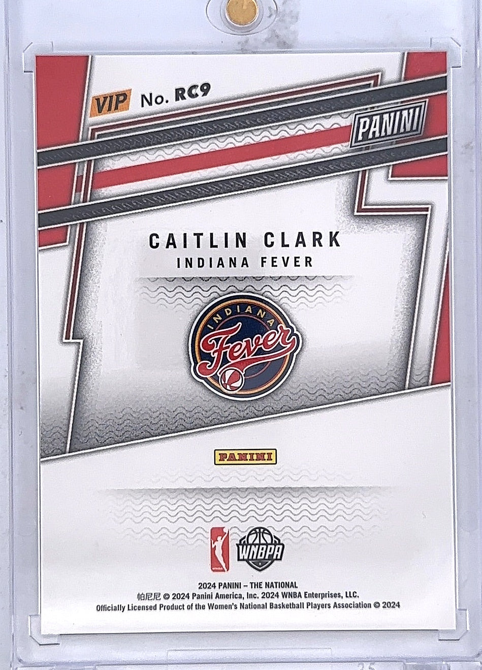 Caitlin Clark Rookie VIP RC9 — back