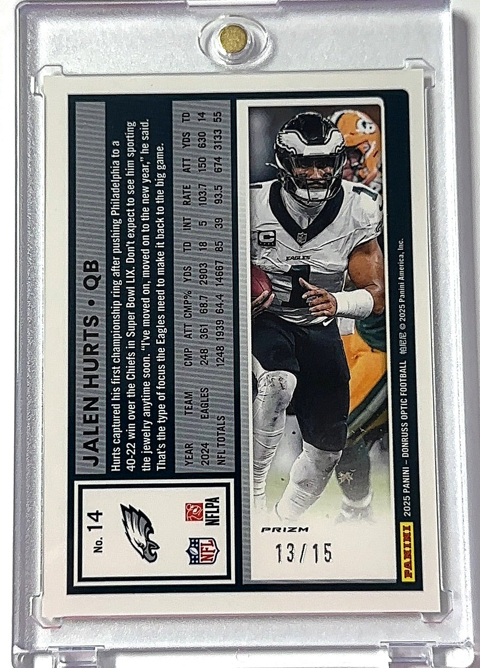 2025 Panini Donruss Optic Jalen Hurts [Gold] #14 — back