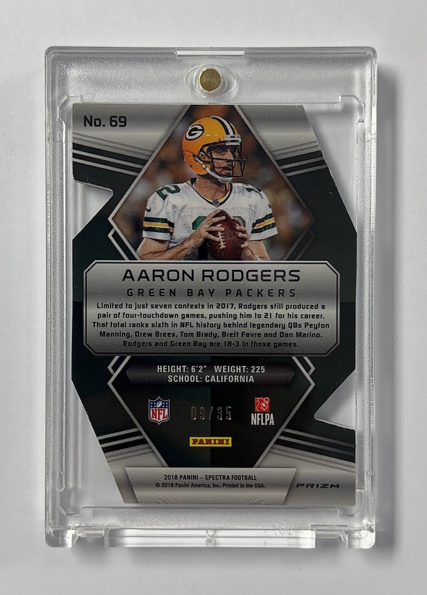 Aaron Rodgers /35 Spectra — back