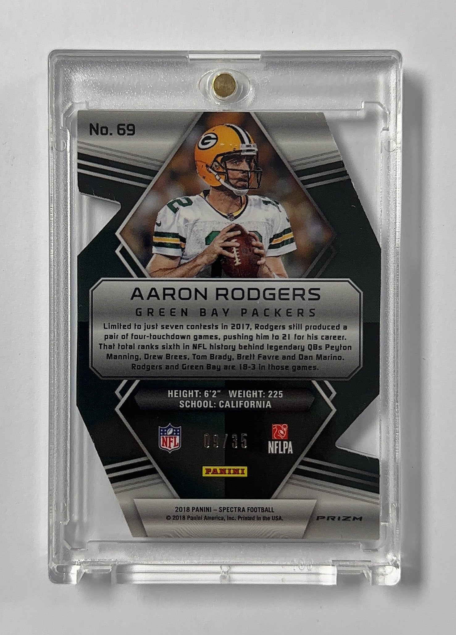 Aaron Rodgers /35 Spectra — back