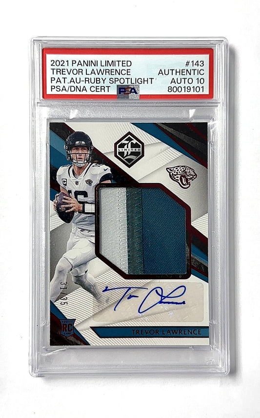 2021 Panini Limited Trevor Lawrence [Patch Autograph Silver Spotlight] #143 RC AUTO PSA 10 Auto — front