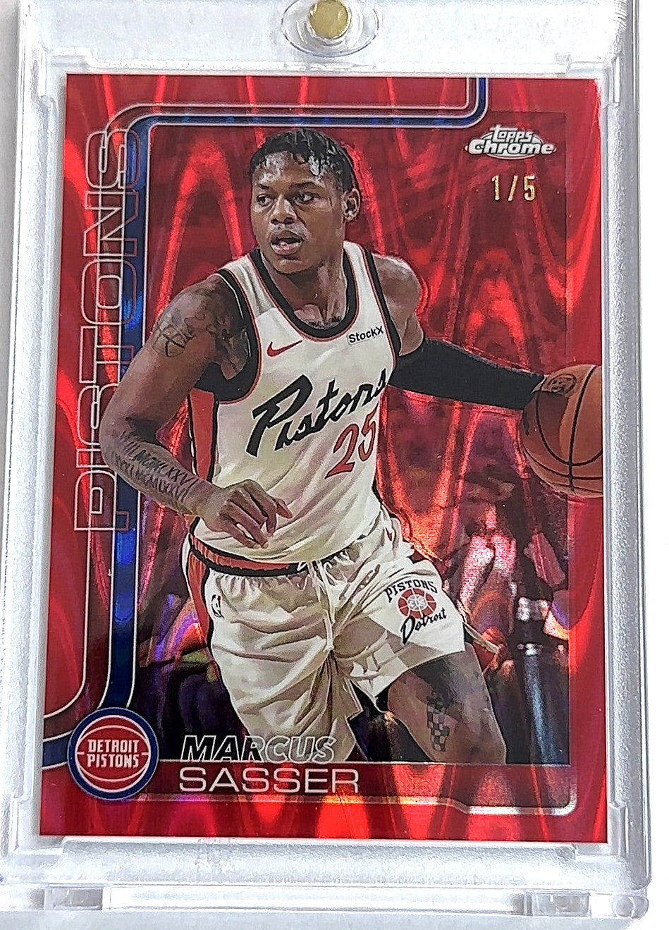 2025 Topps Chrome Marcus Sasser [Red Refractor] #35 — front