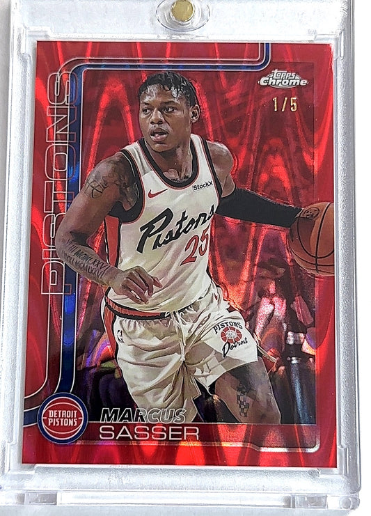2025 Topps Chrome Marcus Sasser [Red Refractor] #35 — front