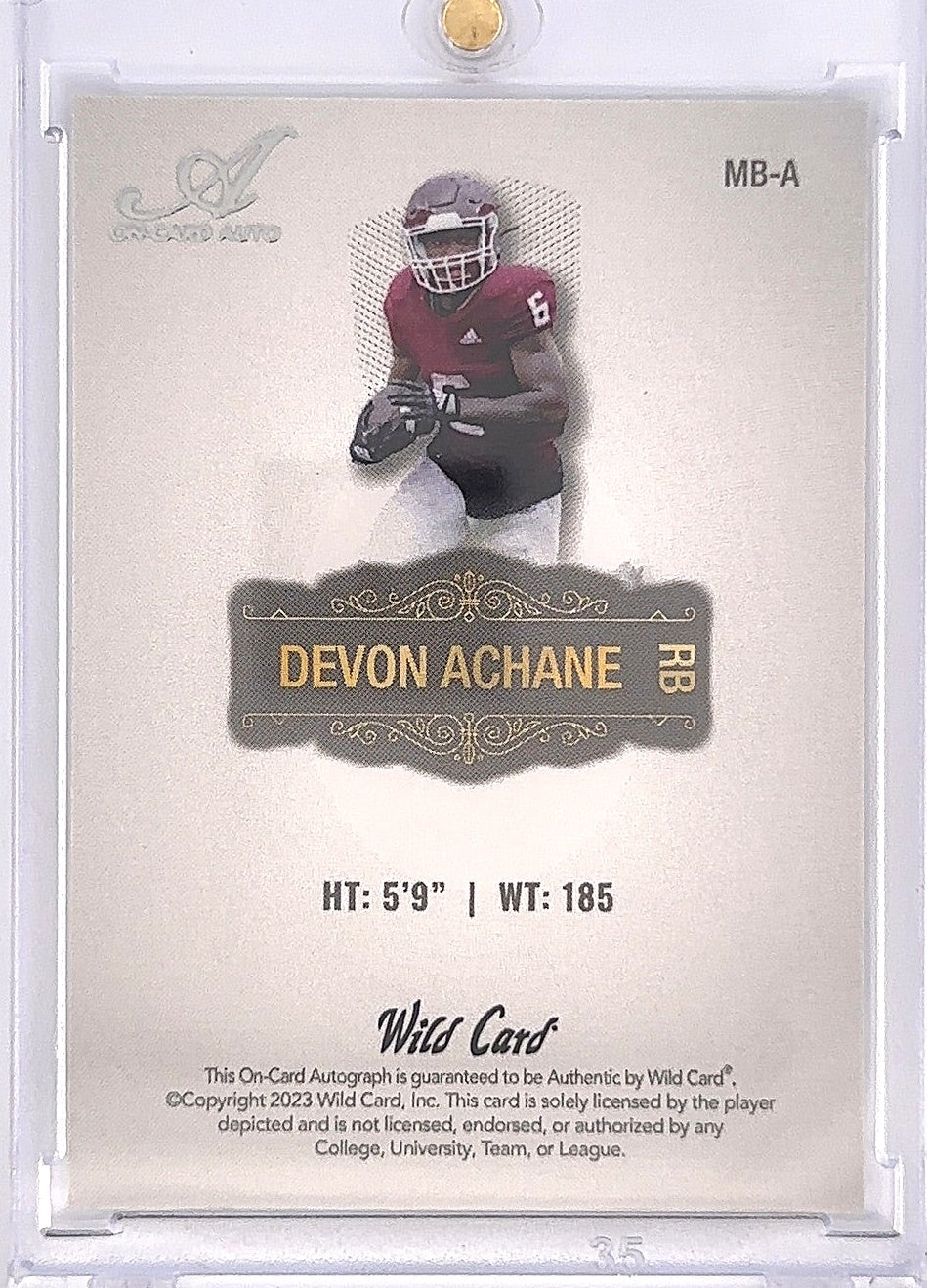 2023 Devon Achane Wild Card Matte Auto /25 #MB-A — back