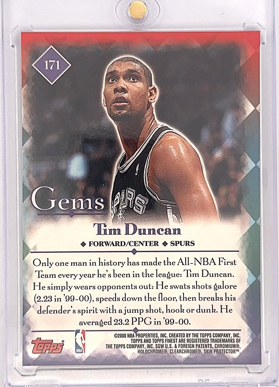 2000 Finest Tim Duncan #171 — back