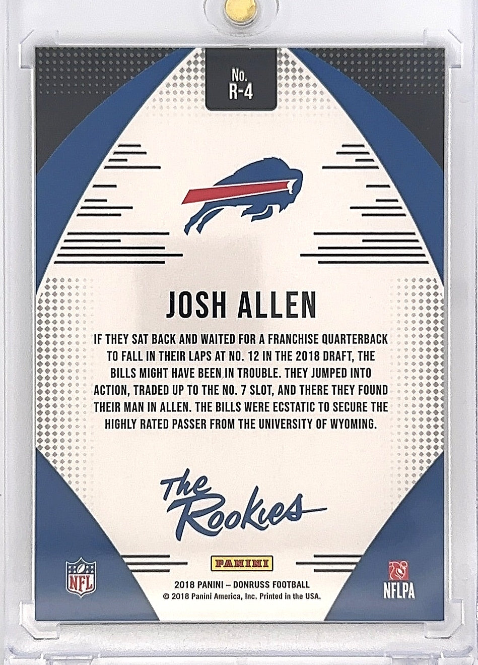 2018 Donruss The Rookies Josh Allen #R-4 — back
