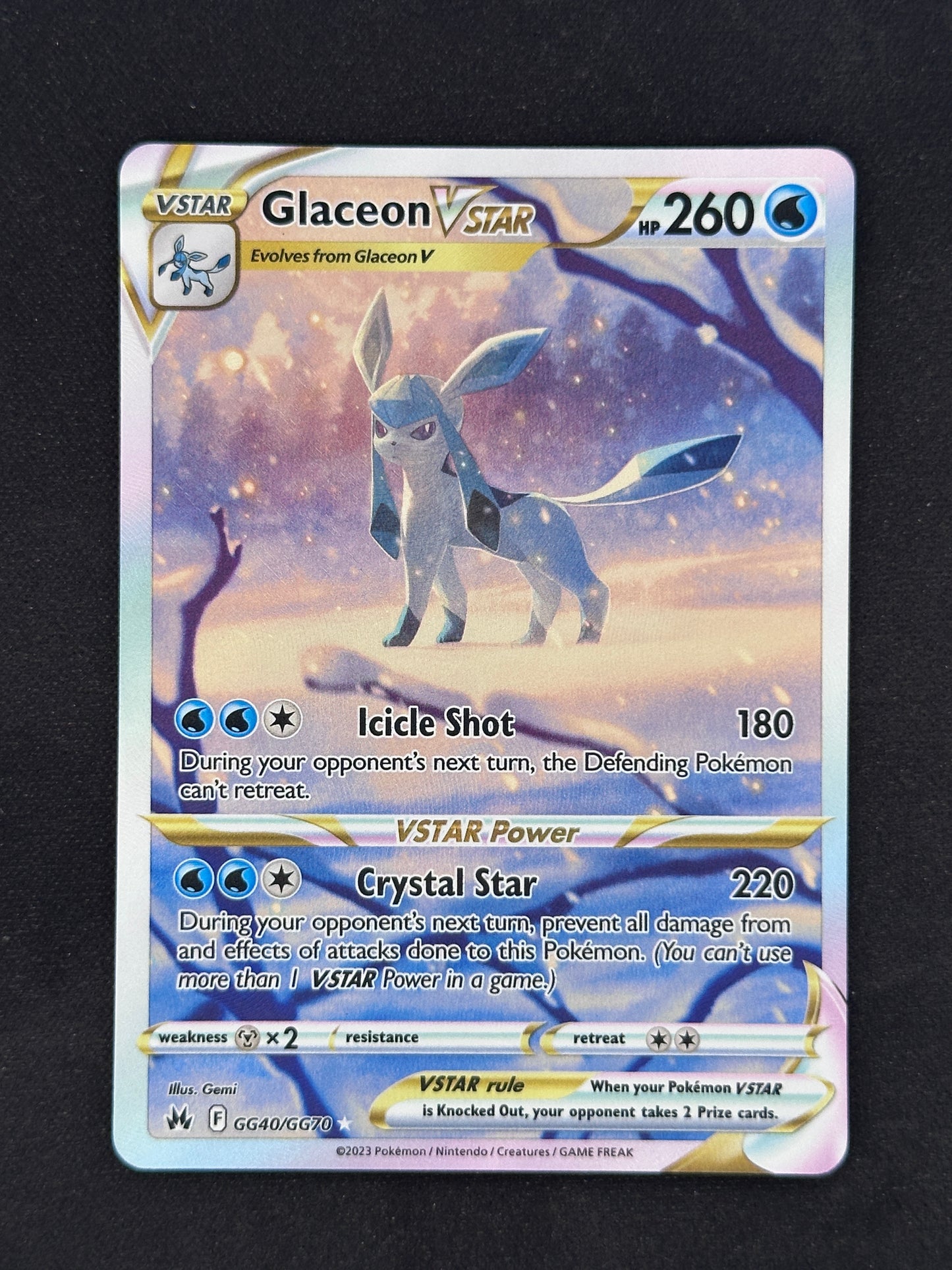 Glaceon VSTAR SWSH: Crown Zenith: Galarian Gallery #GG40/GG70 — front