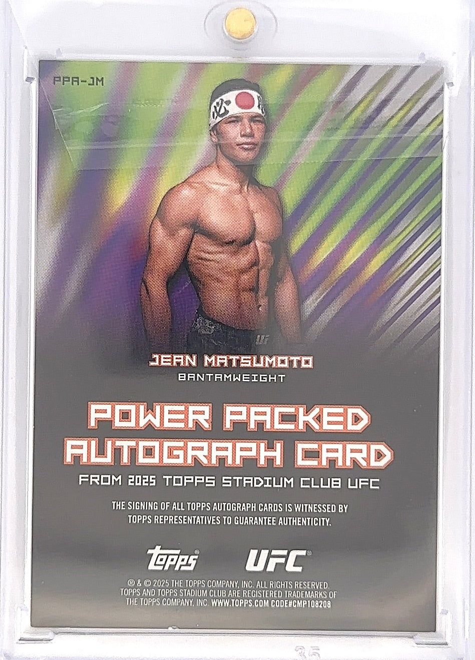 Jean Matsumoto Power Packed Autograph card  2025 — back