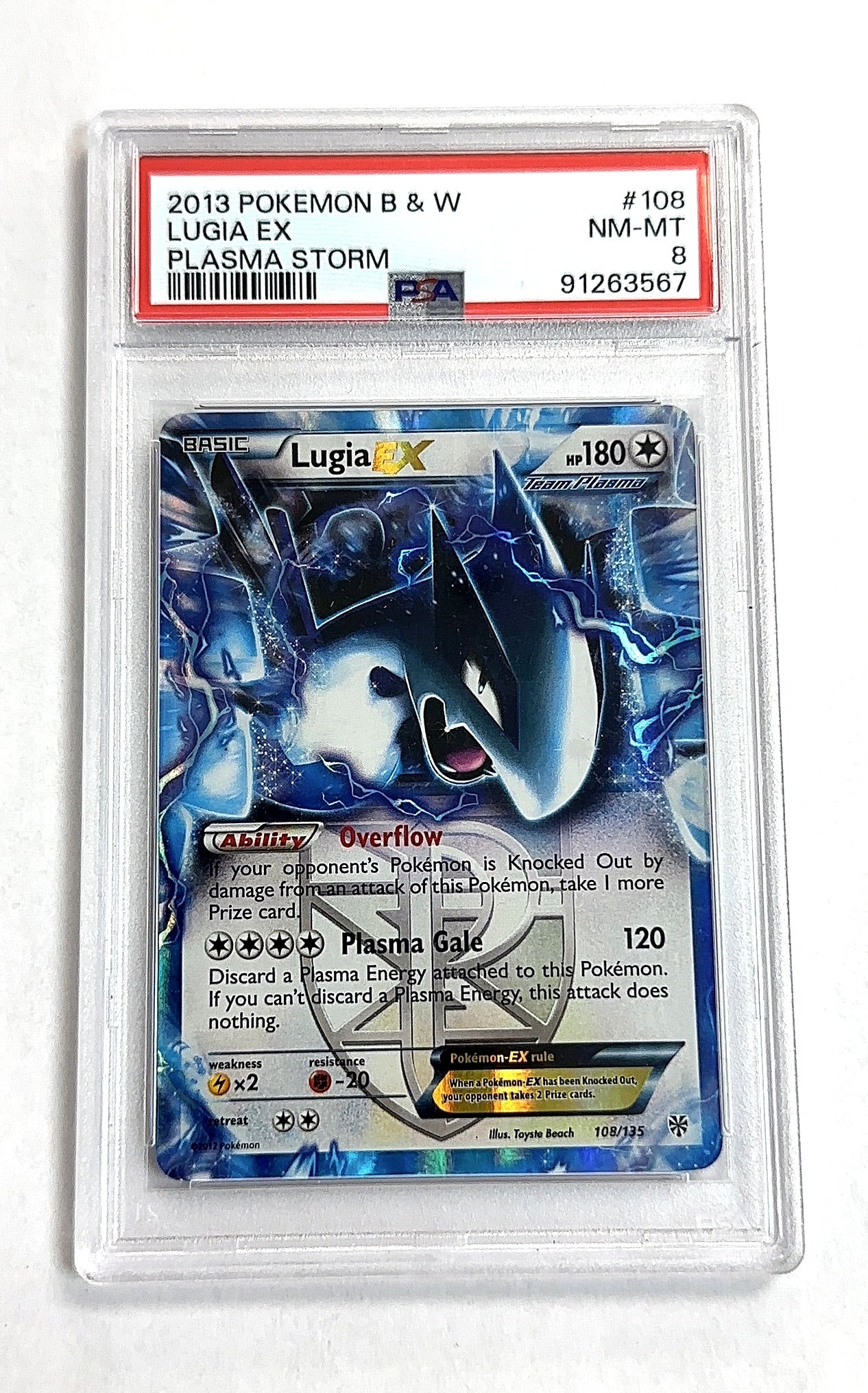 Lugia EX (Team Plasma) #108/135 PSA NM-MT 8 — front
