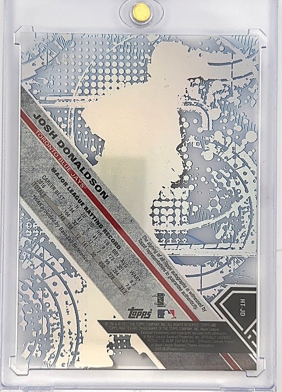Josh Donaldson Topps Autograph Issue 29/50 — back