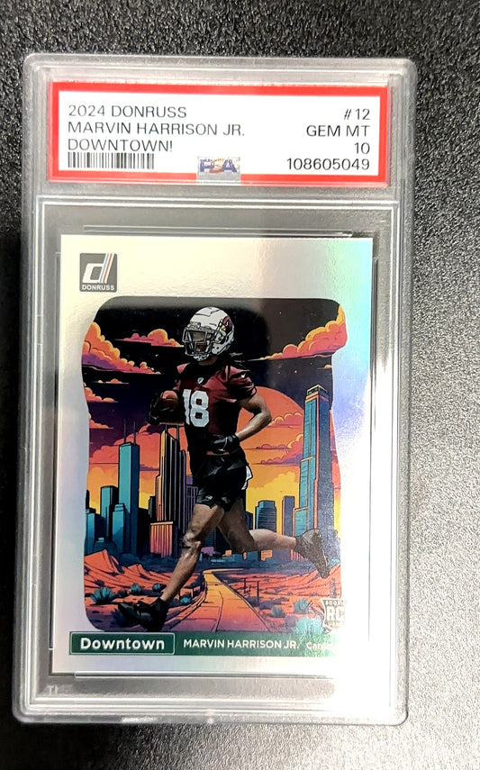 2024 Panini Donruss Downtown Marvin Harrison Jr. #12 RC PSA 10 — front
