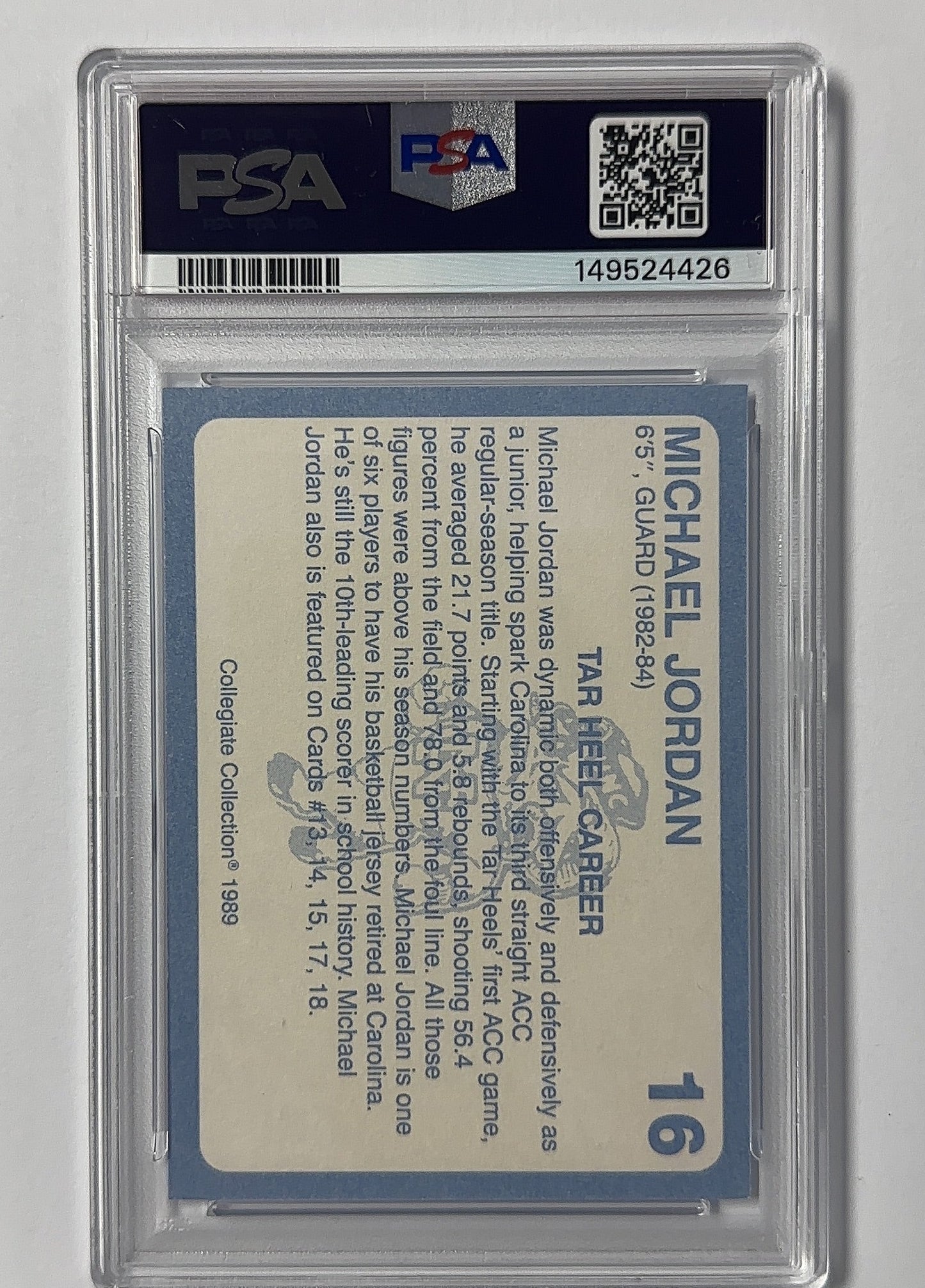 Michael Jordan - PSA 8 North Carolina Collegiate Collection — back