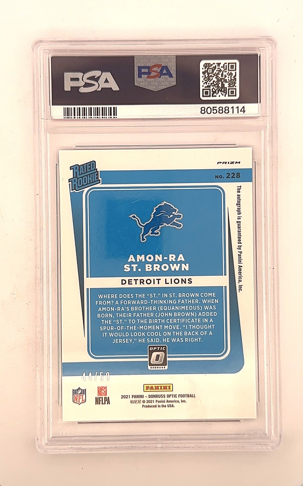 Amon-Ra St. Brown 2021 Donruss PSA MINT 9 — back