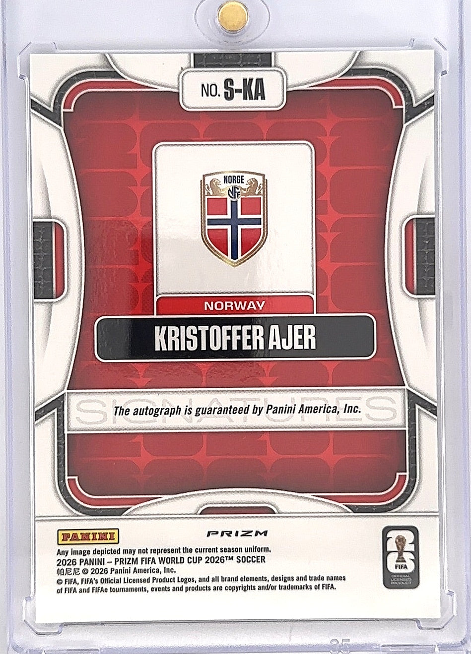Kristoffer Ajer World Cup 2026 Prizm #S-KA — back