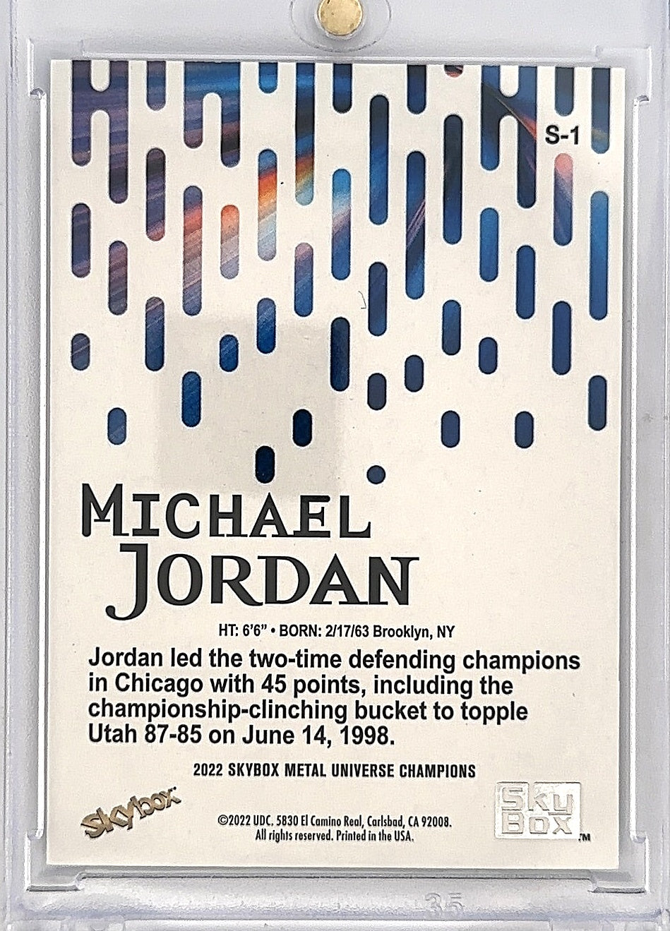 2022 Skybox Metal Universe Champions Skybox Premium Michael Jordan [Gold] #S-1 — back