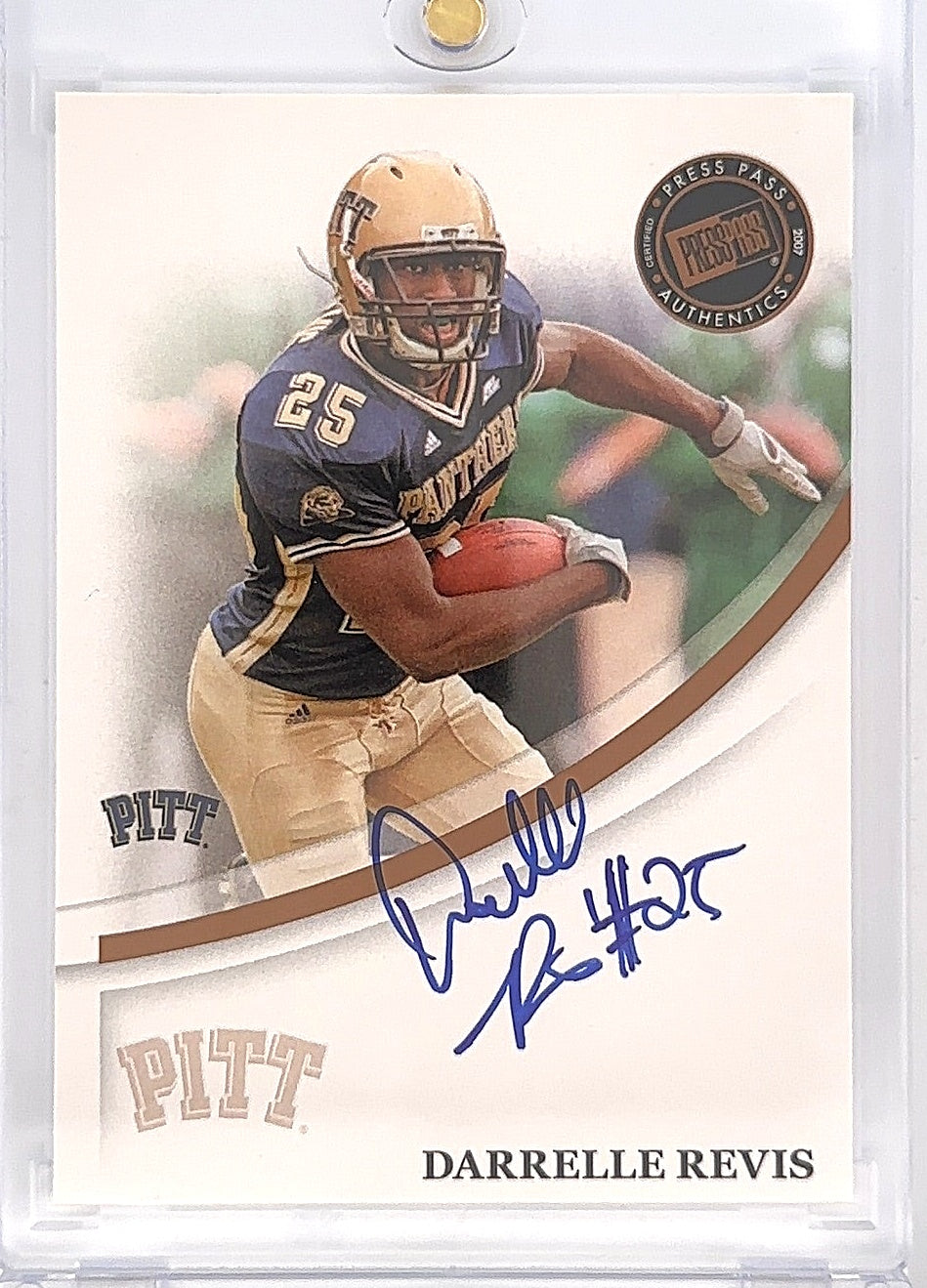 Darrelle Revis 2007 PressPass On-Card Auto Pitt Panthers — front